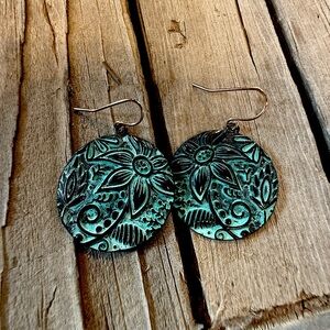 Metal Embossed Earrings NWOT